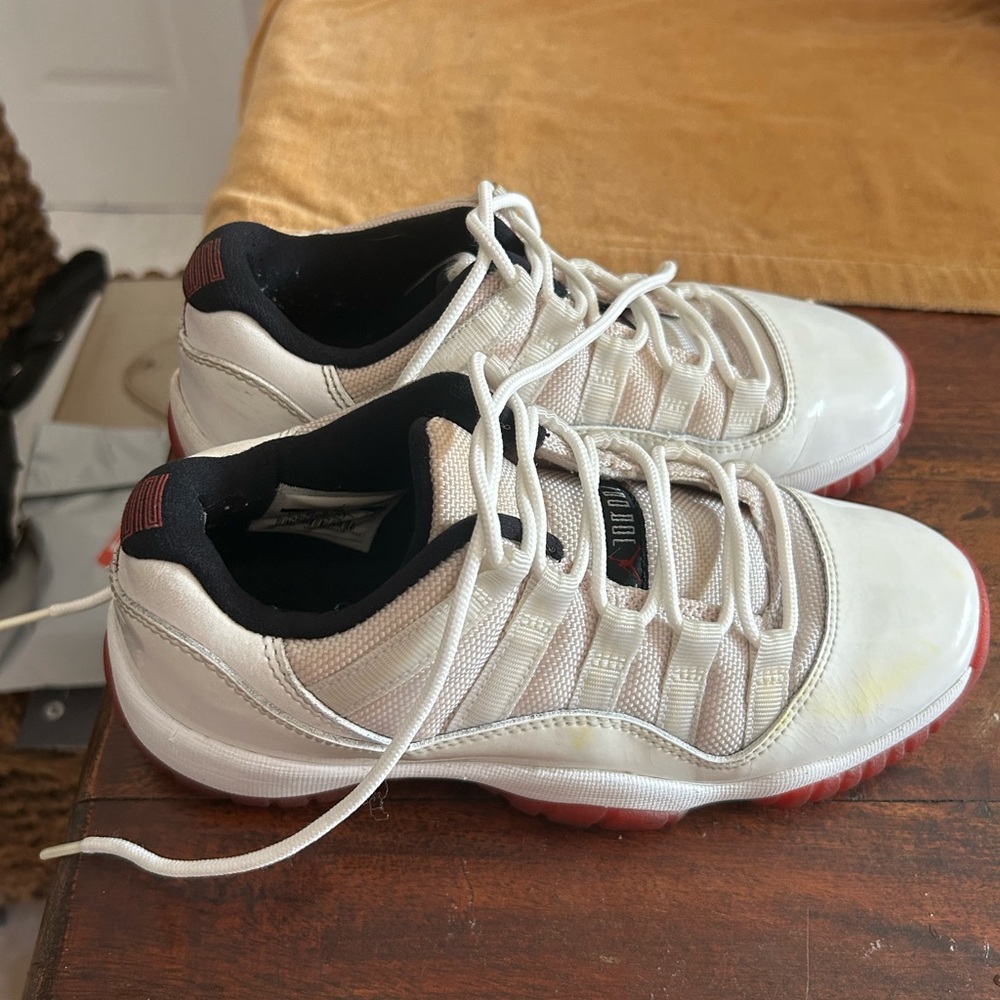 Youth Sz 4 Air Jordan 11 lows Cherry Bottom & White